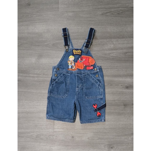 Vintage Bob The Builder Denim Toddler Bib Overalls Shortalls Boys Y2K 4T - Picture 1 of 10